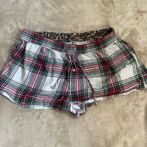 aerie Plaid Lounge Shorts in Red, Green & White